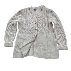 Basic Editions Sweater Women's L Wool Blend Cardigan Grey